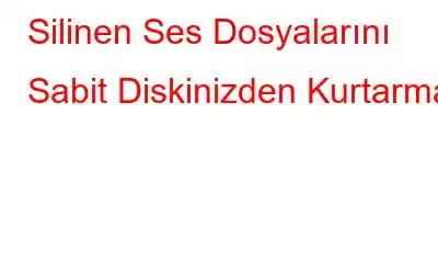 Silinen Ses Dosyalarını Sabit Diskinizden Kurtarma