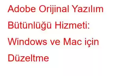 Adobe Orijinal Yazılım Bütünlüğü Hizmeti: Windows ve Mac için Düzeltme