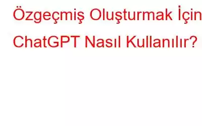 Özgeçmiş Oluşturmak İçin ChatGPT Nasıl Kullanılır?