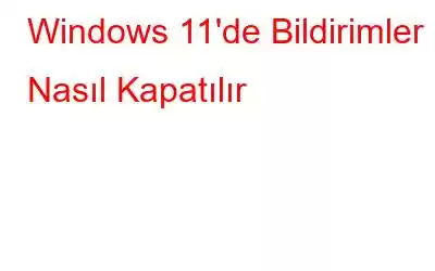 Windows 11'de Bildirimler Nasıl Kapatılır