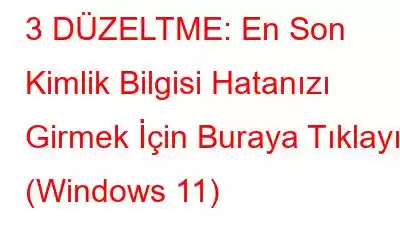 3 DÜZELTME: En Son Kimlik Bilgisi Hatanızı Girmek İçin Buraya Tıklayın (Windows 11)