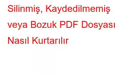 Silinmiş, Kaydedilmemiş veya Bozuk PDF Dosyası Nasıl Kurtarılır