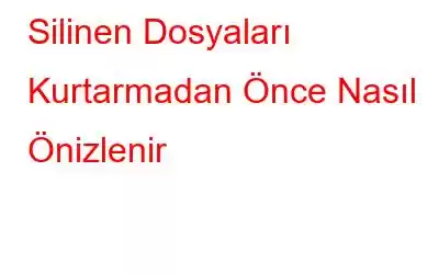 Silinen Dosyaları Kurtarmadan Önce Nasıl Önizlenir