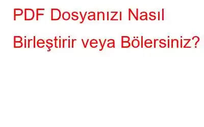 PDF Dosyanızı Nasıl Birleştirir veya Bölersiniz?