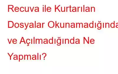 Recuva ile Kurtarılan Dosyalar Okunamadığında ve Açılmadığında Ne Yapmalı?