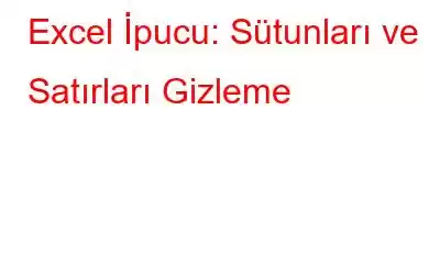 Excel İpucu: Sütunları ve Satırları Gizleme