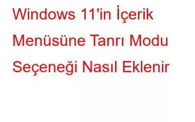 Windows 11'in İçerik Menüsüne Tanrı Modu Seçeneği Nasıl Eklenir