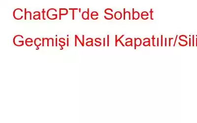 ChatGPT'de Sohbet Geçmişi Nasıl Kapatılır/Silir