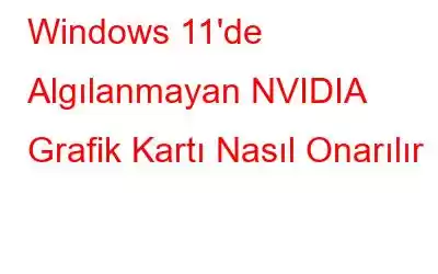 Windows 11'de Algılanmayan NVIDIA Grafik Kartı Nasıl Onarılır