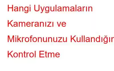 Hangi Uygulamaların Kameranızı ve Mikrofonunuzu Kullandığını Kontrol Etme