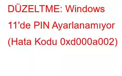 DÜZELTME: Windows 11'de PIN Ayarlanamıyor (Hata Kodu 0xd000a002)