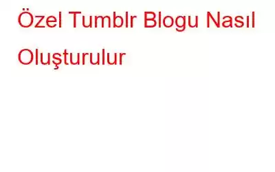 Özel Tumblr Blogu Nasıl Oluşturulur