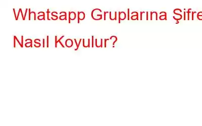 Whatsapp Gruplarına Şifre Nasıl Koyulur?