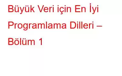 Büyük Veri için En İyi Programlama Dilleri – Bölüm 1