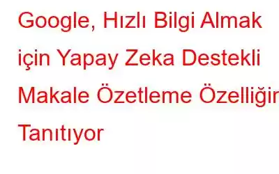 Google, Hızlı Bilgi Almak için Yapay Zeka Destekli Makale Özetleme Özelliğini Tanıtıyor