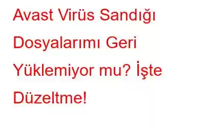 Avast Virüs Sandığı Dosyalarımı Geri Yüklemiyor mu? İşte Düzeltme!