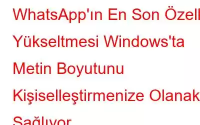 WhatsApp'ın En Son Özellik Yükseltmesi Windows'ta Metin Boyutunu Kişiselleştirmenize Olanak Sağlıyor