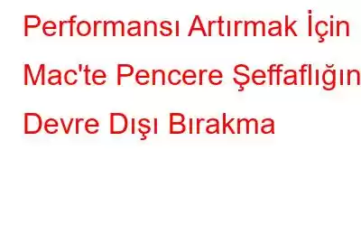 Performansı Artırmak İçin Mac'te Pencere Şeffaflığını Devre Dışı Bırakma