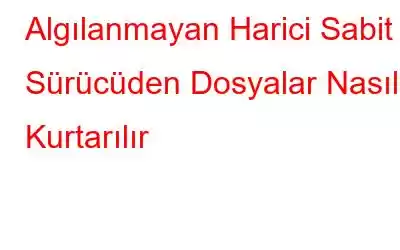 Algılanmayan Harici Sabit Sürücüden Dosyalar Nasıl Kurtarılır