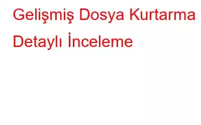 Gelişmiş Dosya Kurtarma Detaylı İnceleme