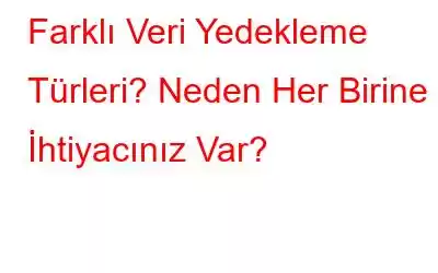 Farklı Veri Yedekleme Türleri? Neden Her Birine İhtiyacınız Var?