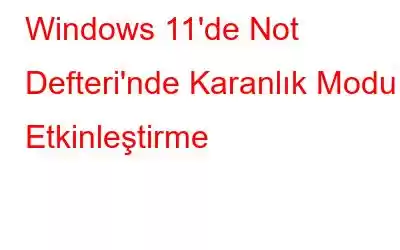 Windows 11'de Not Defteri'nde Karanlık Modu Etkinleştirme