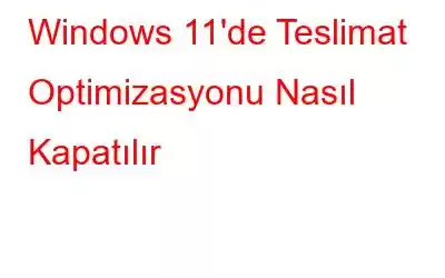 Windows 11'de Teslimat Optimizasyonu Nasıl Kapatılır